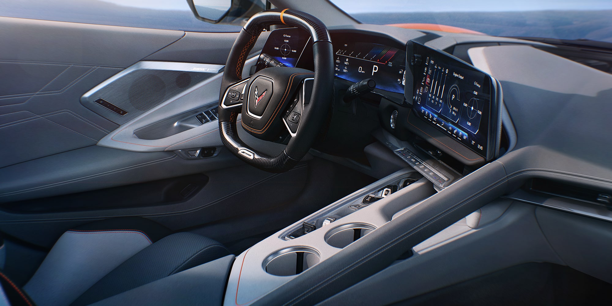2026 Chevrolet Corvette E-Ray with Sky Cool Gray interiors.