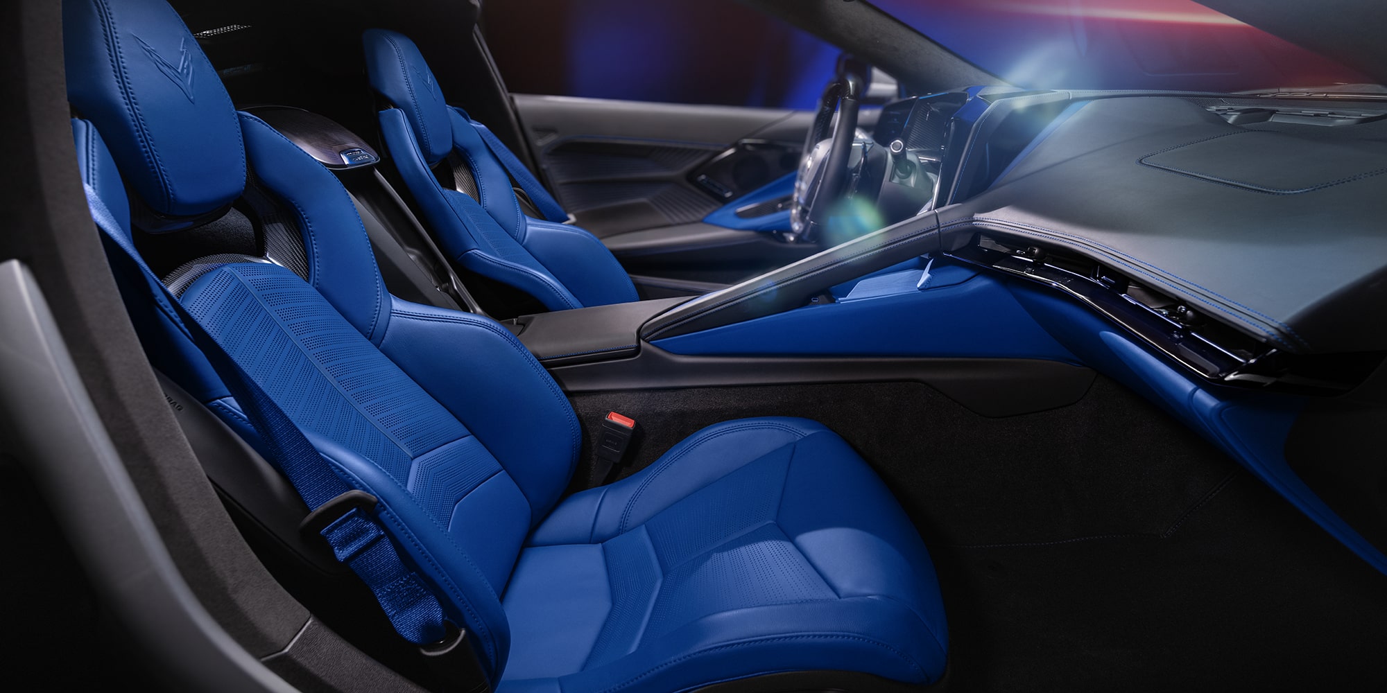 2026 Chevrolet Corvette E-Ray with Santorini Blue with Jet Black interiors.