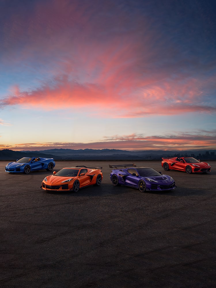 A lineup of Chevrolet vehicles parked outdoors.