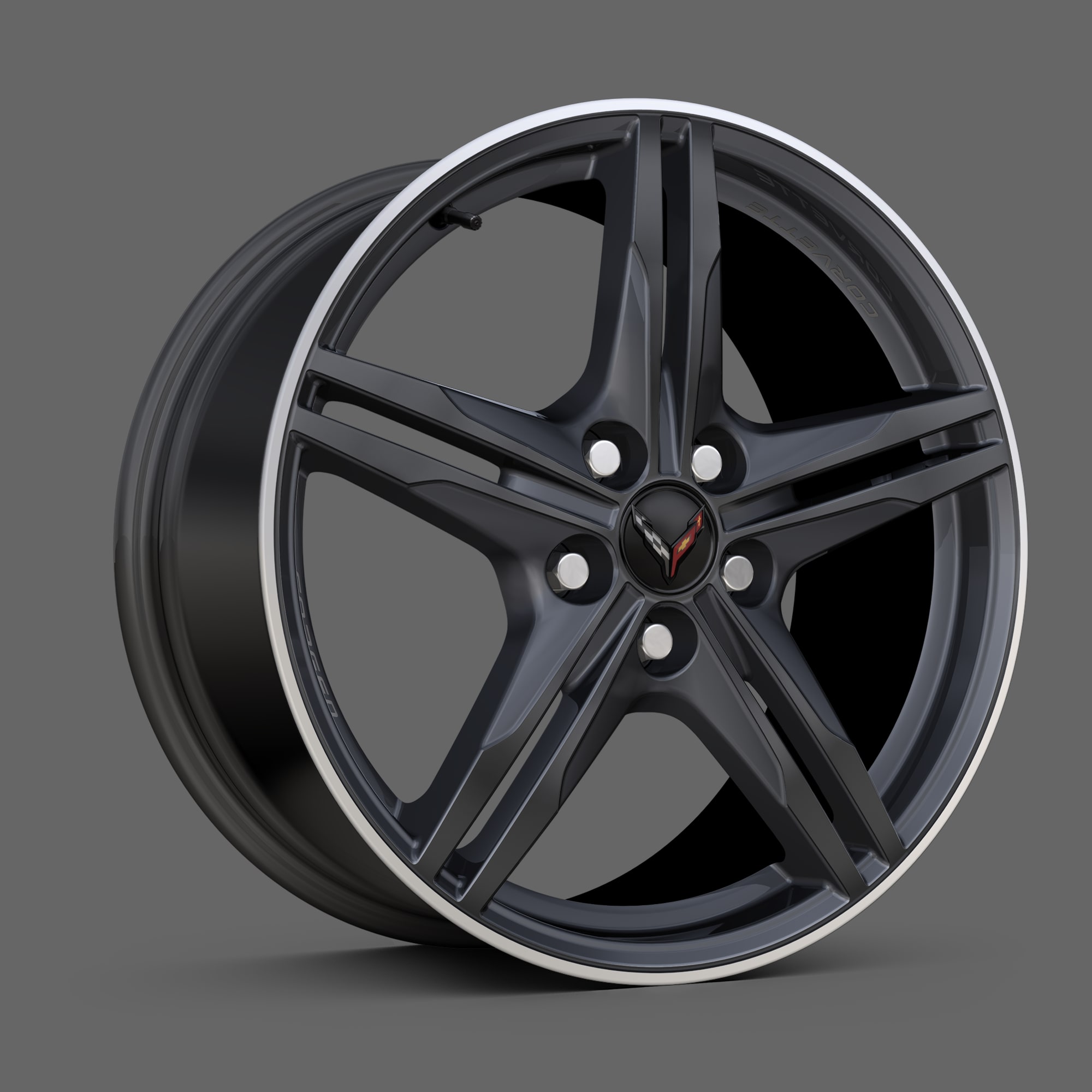 Satin Graphite Forged-Aluminum Wheels of the 2026 Chevrolet Corvette Stingray.