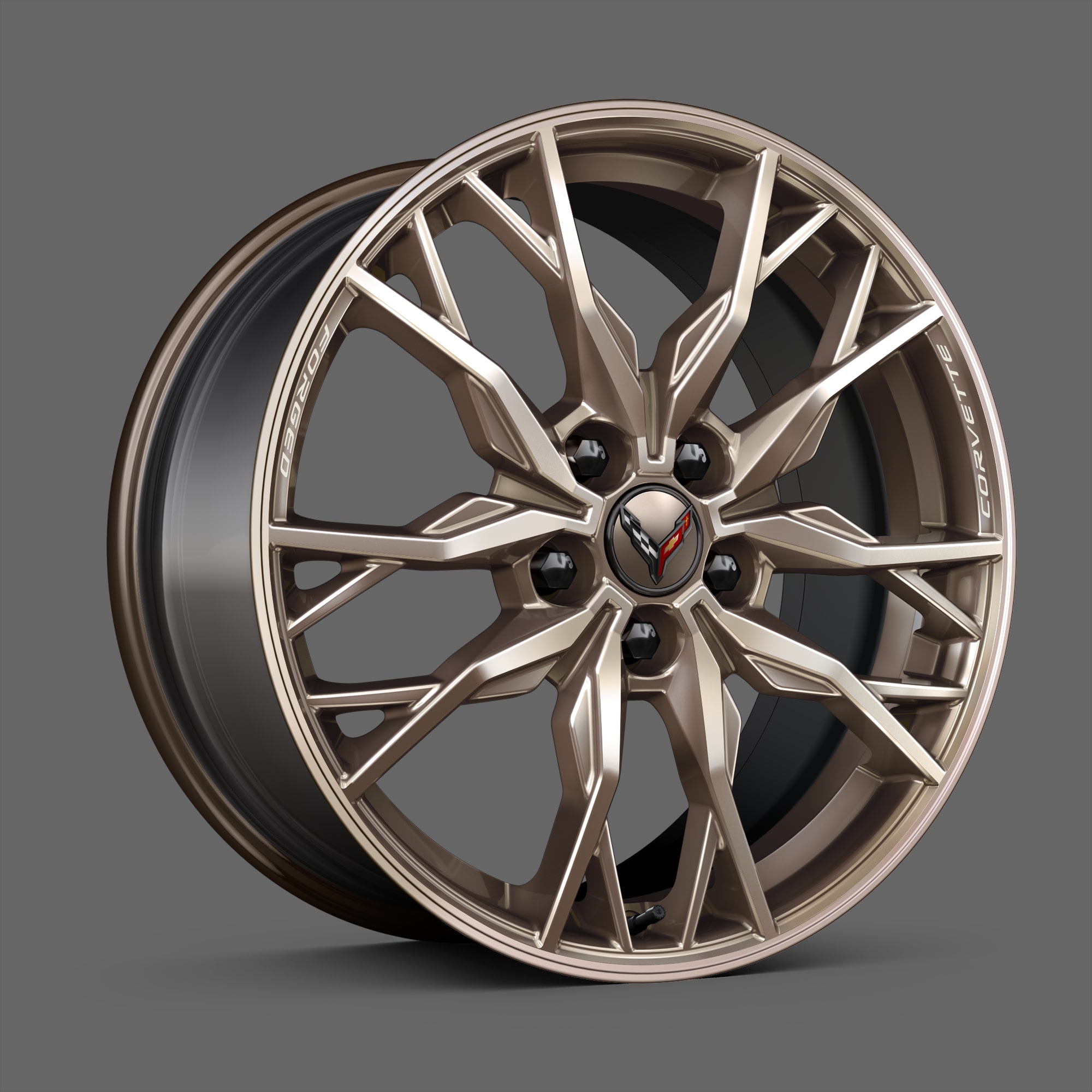 Tech Bronze Aluminum Wheels of the 2026 Chevrolet Corvette Stingray.