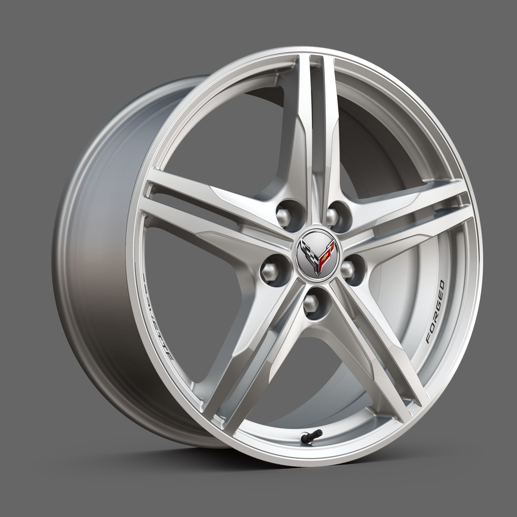 Pearl Nickel Forged Aluminum Wheels of the 2026 Chevrolet Corvette Stingray.