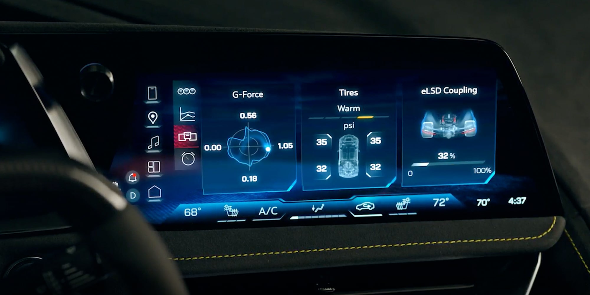 L’écran tactile du système d’infodivertissement de la Chevrolet Corvette Z06 2026.