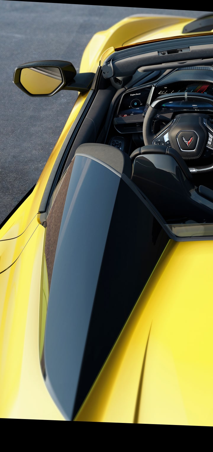 Birds Eye View of the 2026 Chevrolet Corvette ZR1 with the Convertible Roof Down.