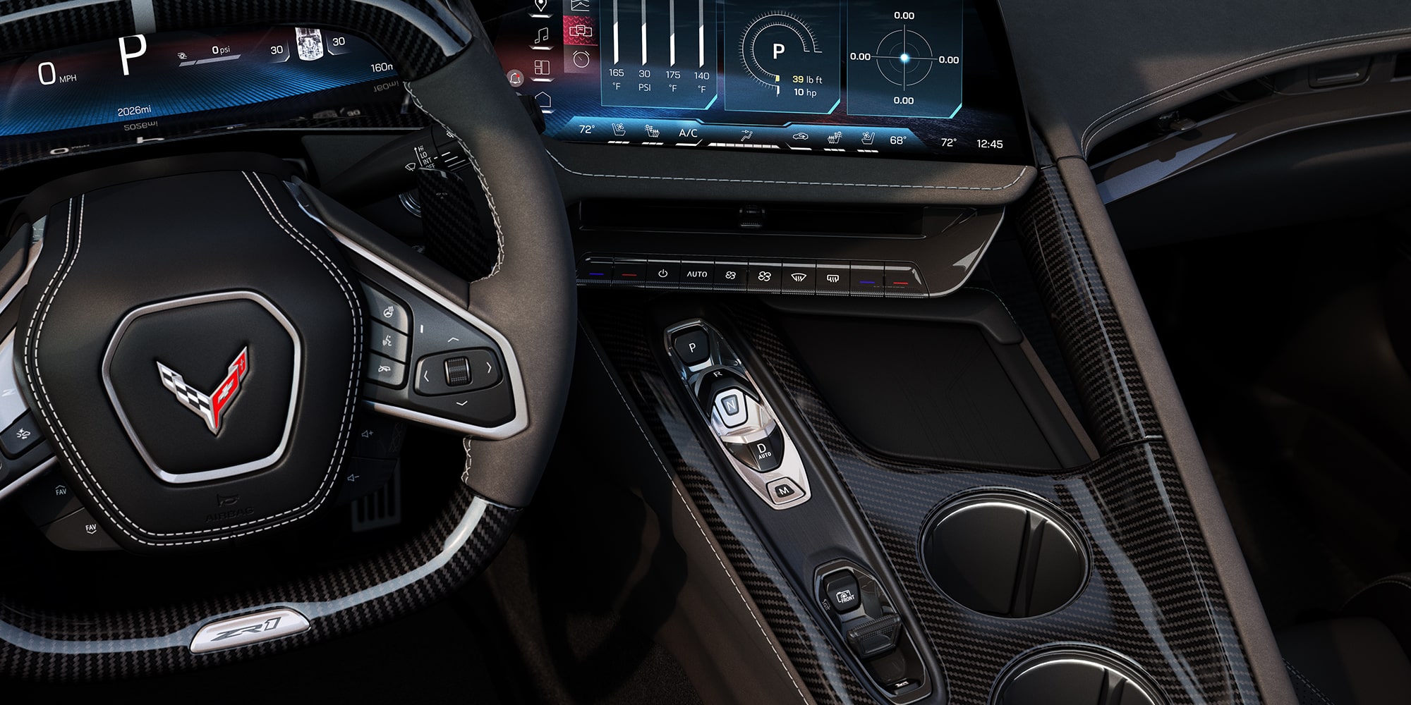 2026 Chevrolet Corvette ZR1 Interior Driver's Side Steering Wheel and Display.