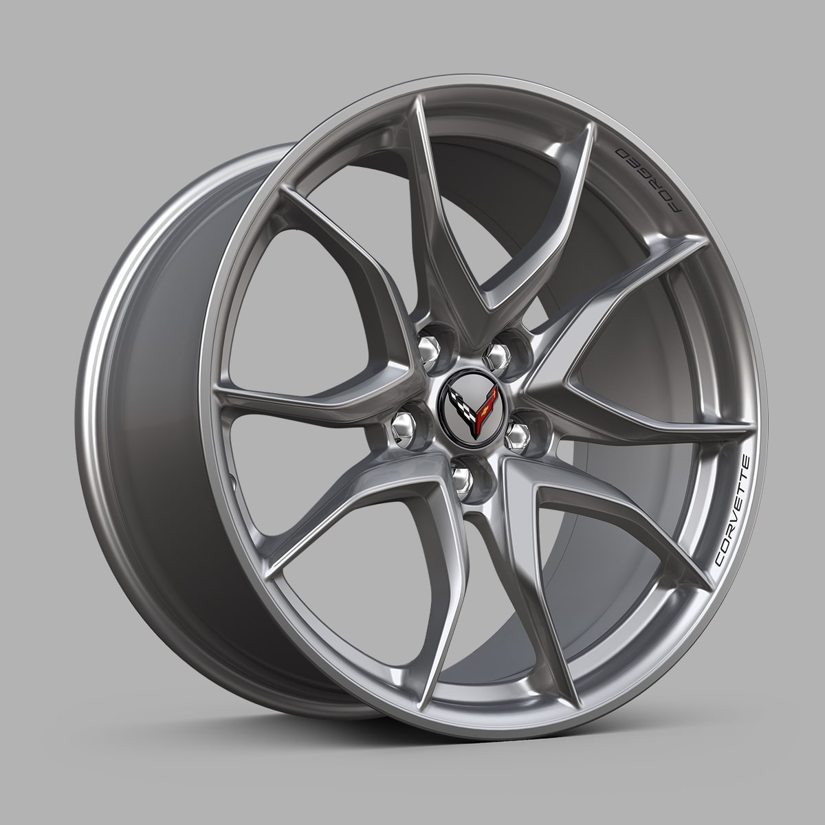 2027 Chevrolet Corvette Grand Sport aluminum wheel in Pearl Nickel finish.