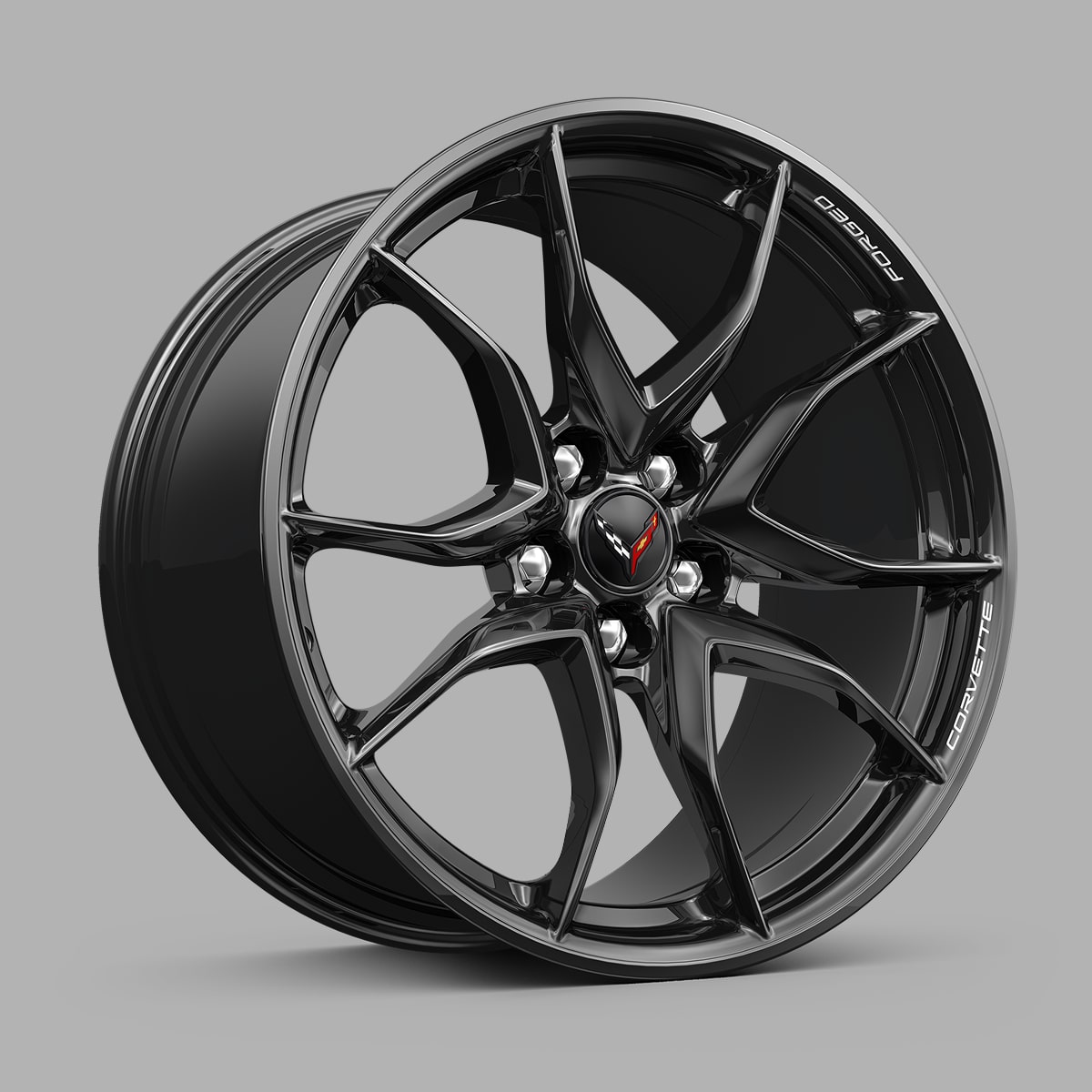 2027 Chevrolet Corvette Grand Sport aluminum wheel in Gloss Black finish.