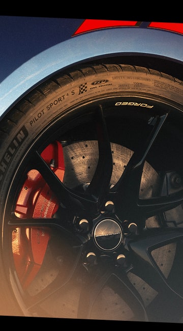 A Close‑Up View of the 2027 Chevrolet Corvette Grand Sport Wheel and Carbon Ceramic Brakes.