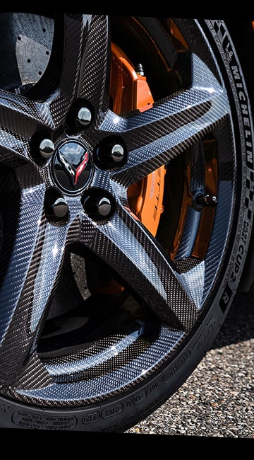 Jante en fibre de carbone noire pour Chevrolet Corvette Z06 2027.