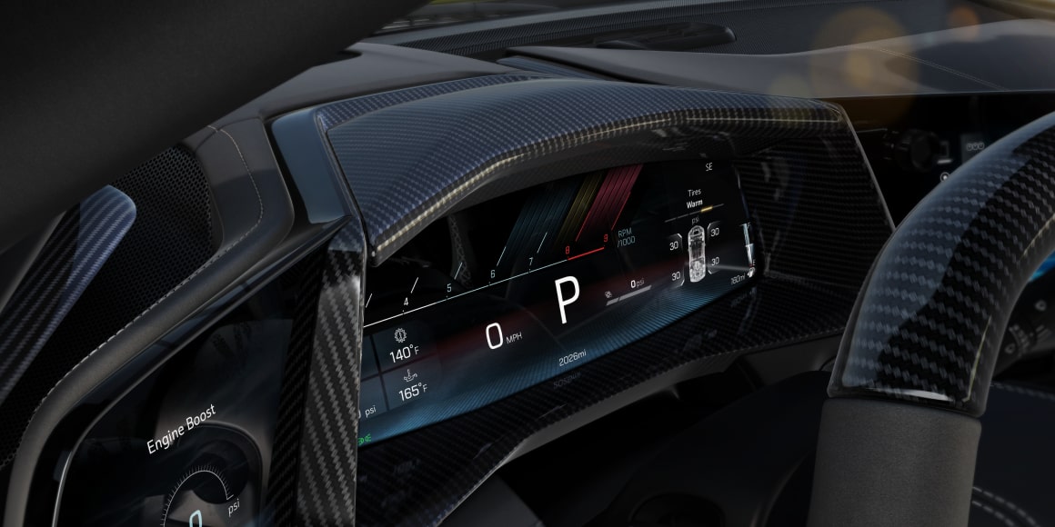 Vue rapprochée de l’écran de la Chevrolet Corvette ZR1 2027.