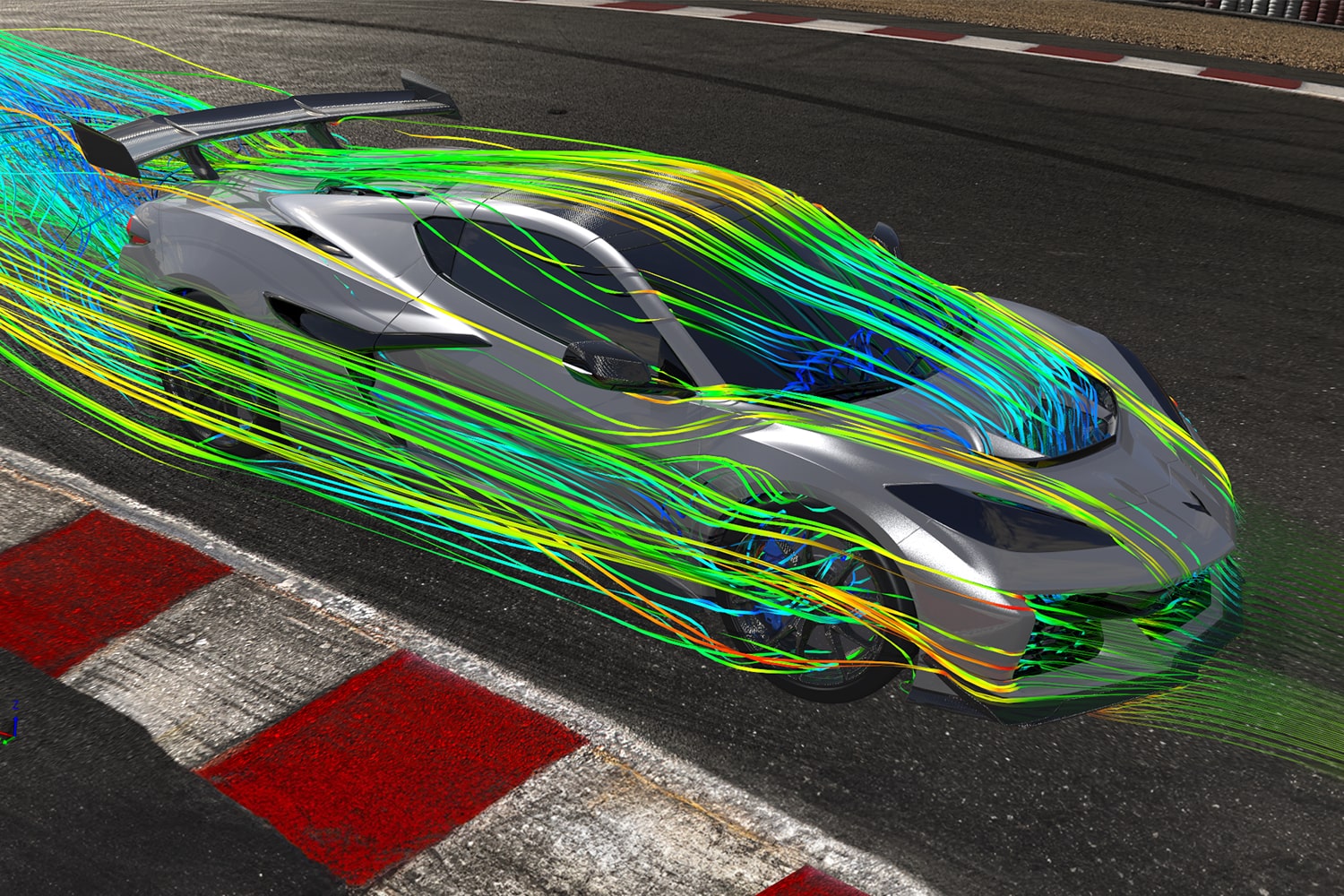 Schéma de technologie aérodynamique de la Chevrolet Corvette ZR1X 2027.