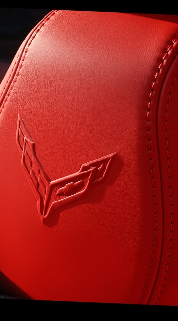Logo Corvette sur le siège de la Corvette Stingray 2027.