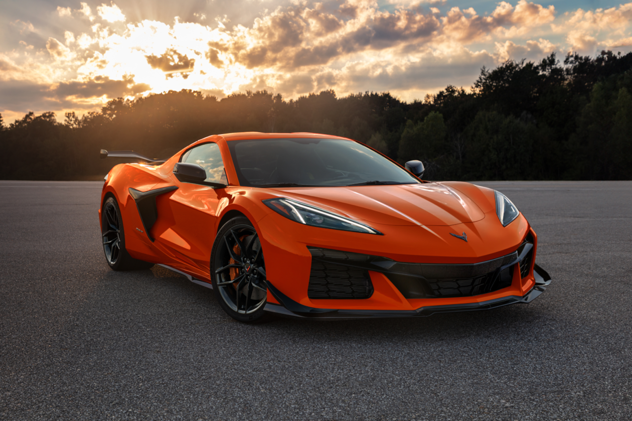 Orange Corvette Z06 Parked Proudly at Sunset