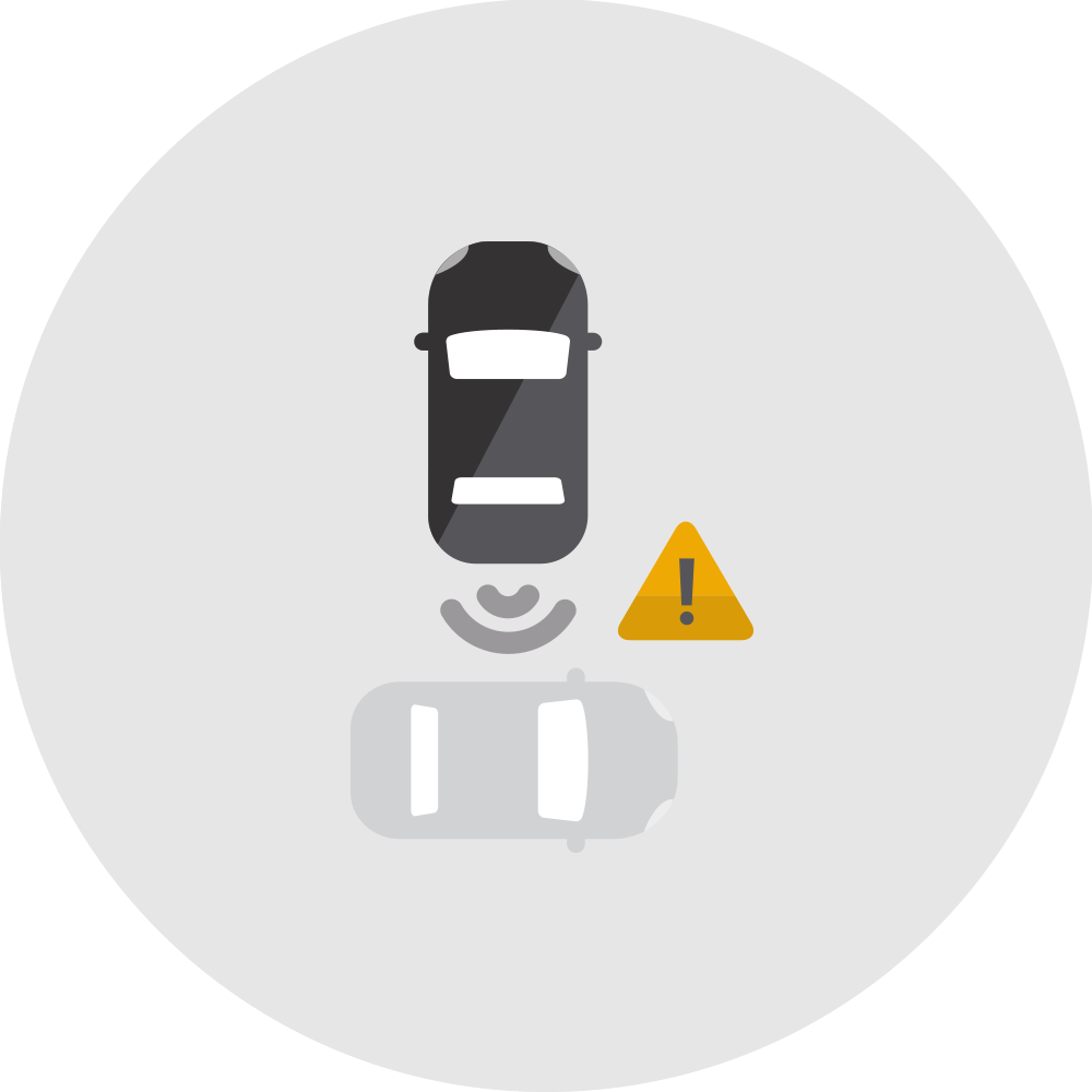 Icône d’alerte de collision frontale.