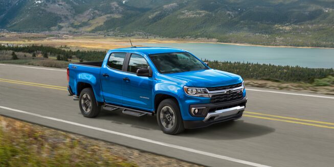2022 Colorado Mid-Size Truck Driving On The Road.