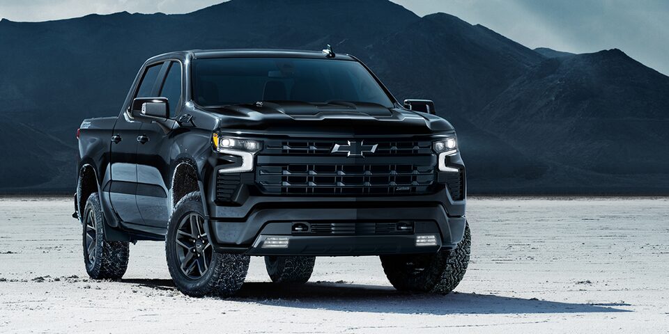 Scenic shot of the 2022 Chevrolet Silverado LT Trail Boss Midnight: Introducing the 2022 Silverado Special Editions collection.