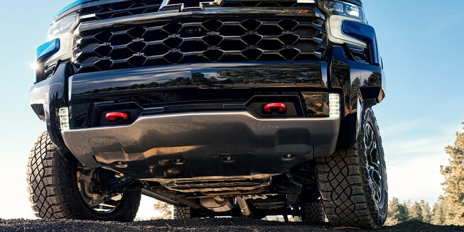 2023 Chevrolet Silverado 1500 exterior worms-eye view of grille.