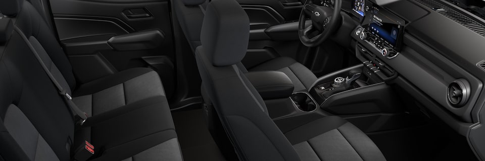 2024 Colorado Trailboss interior in Jet Black Cloth.