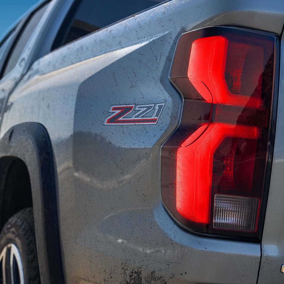 Close-up of the 2024 Chevrolet Colorado from behind.