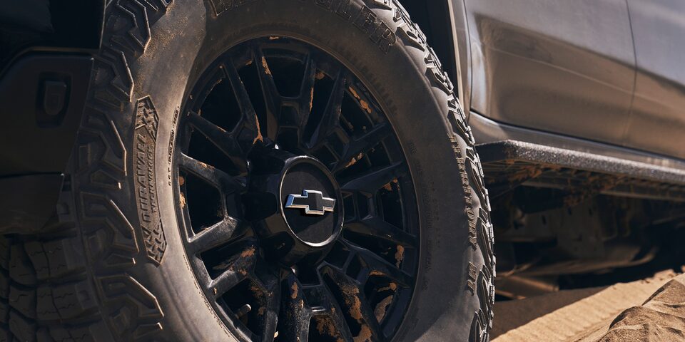 Front tire of the 2024 Chevrolet Silverado HD ZR2.