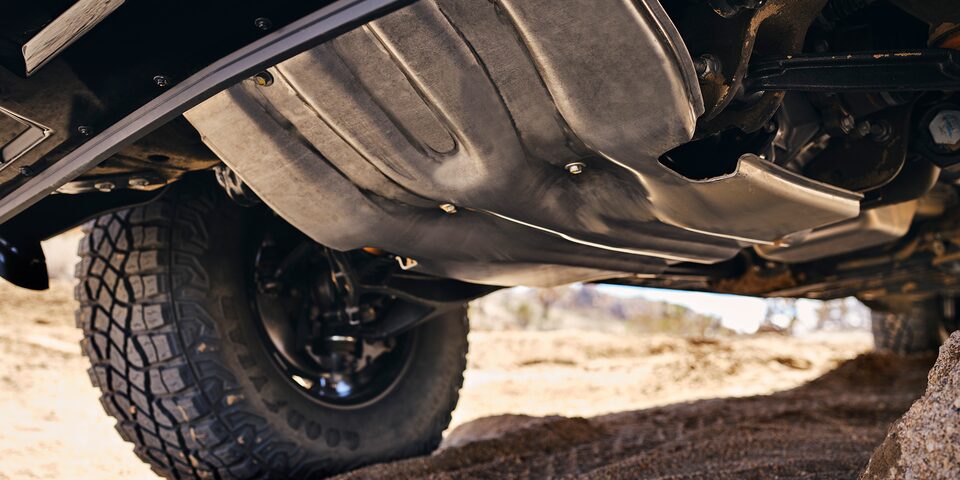 Under chassis of the 2024 Chevrolet Silverado HD ZR2.
