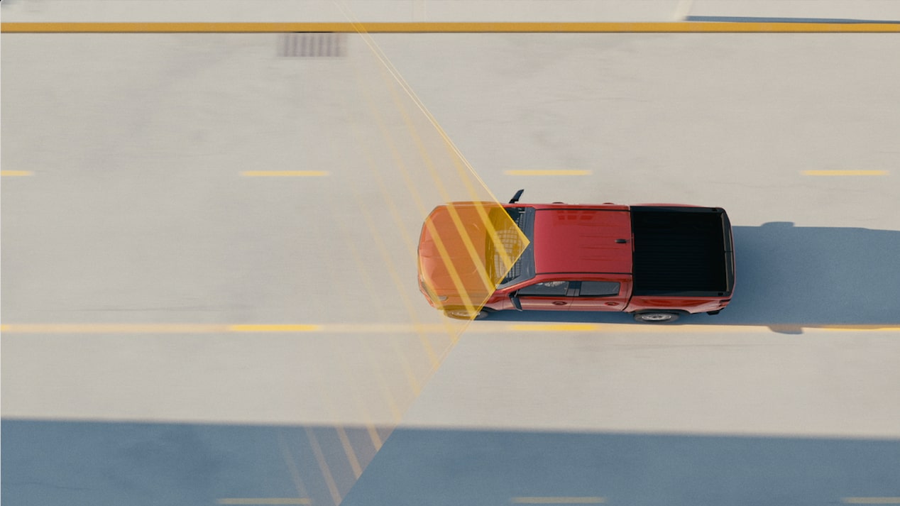 Illustration de l’aide au maintien sur la voie avec avertisseur de sortie de voie du Chevrolet Colorado 2025.