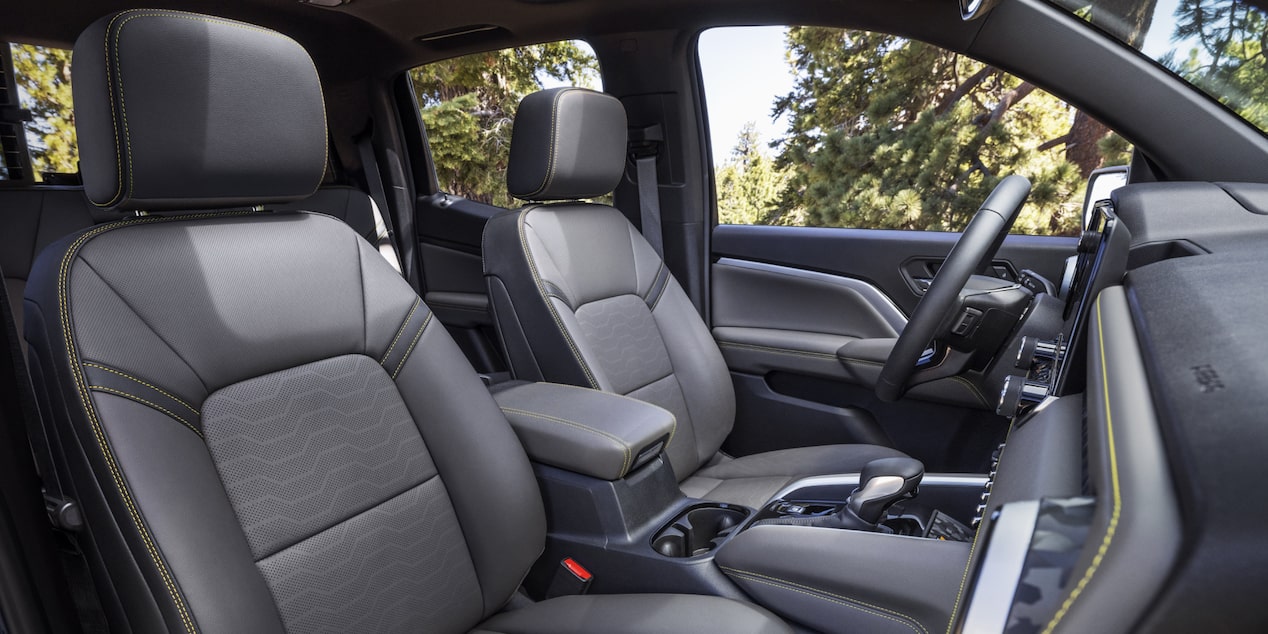 Side View of the Front Interiors of a 2026 Chevrolet Colorado.