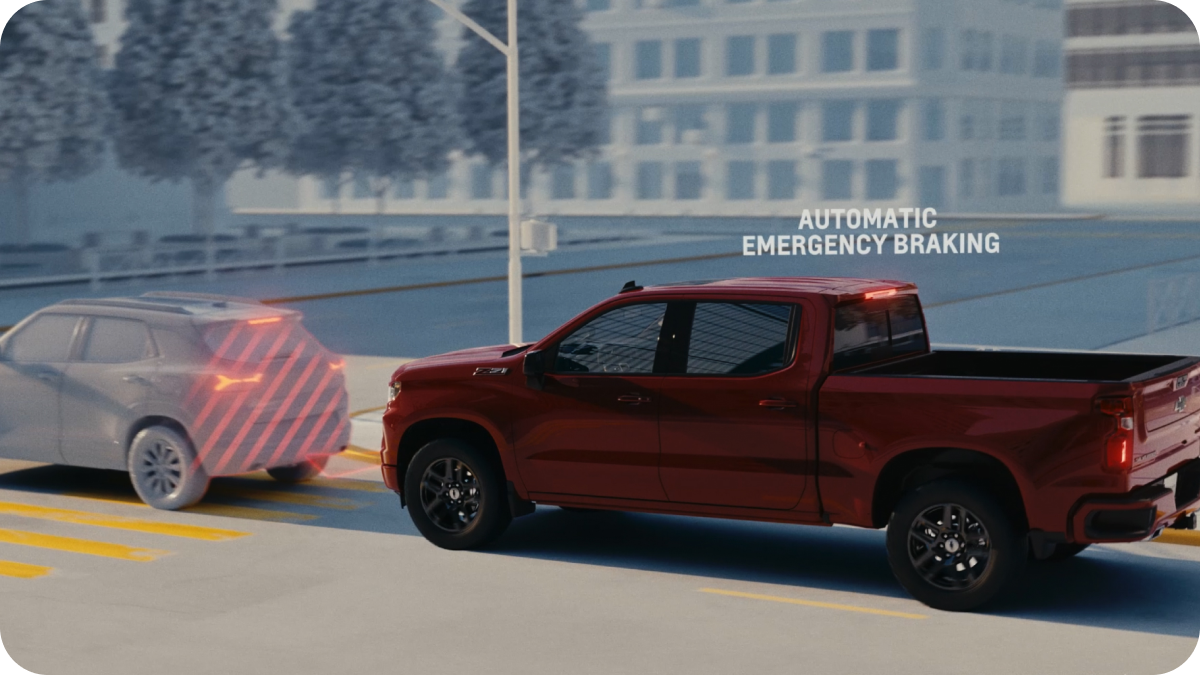 Forward Collision Alert and Automatic Emergency Braking feature of the 2026 Chevrolet Silverado LD.
