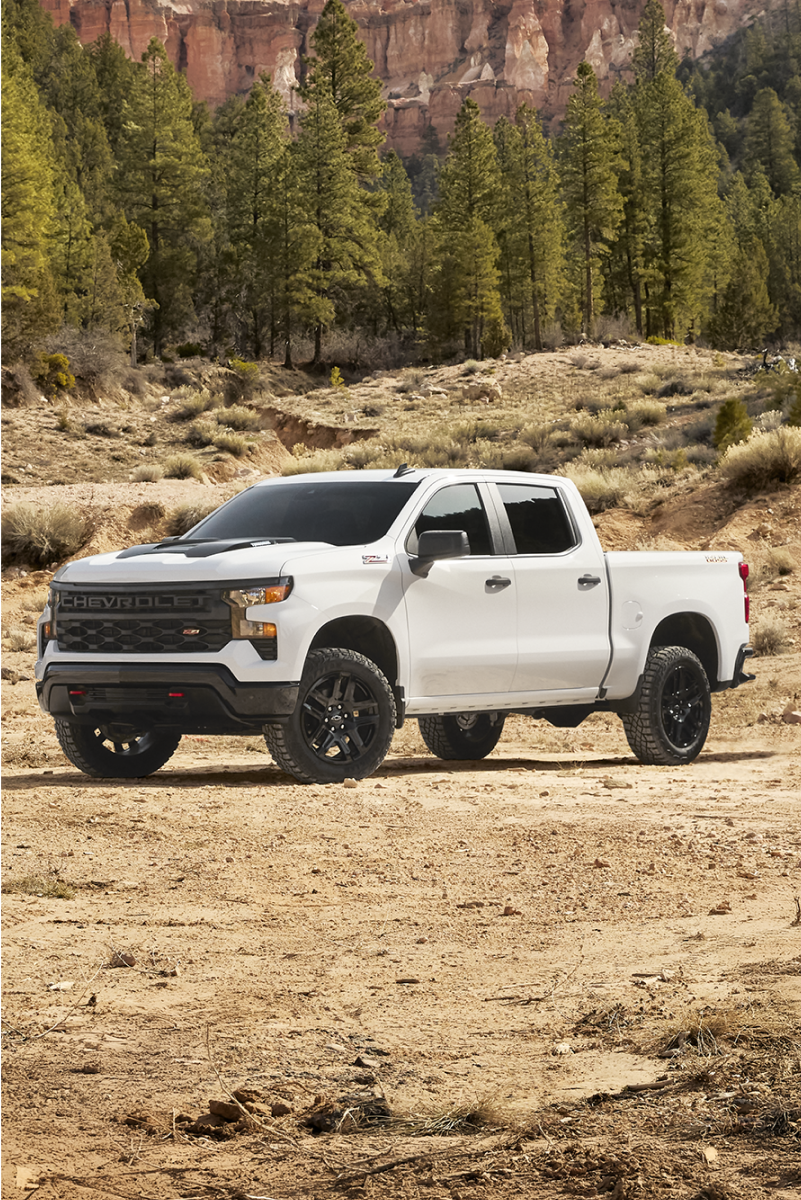 Chevrolet Silverado Trail Boss Truck Parked on a Dusty Terrain.