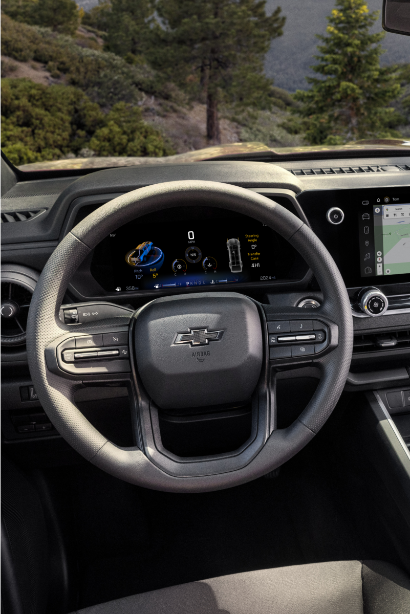 Chevrolet Trail Boss Truck Interior Steering Wheel and Dashboard.