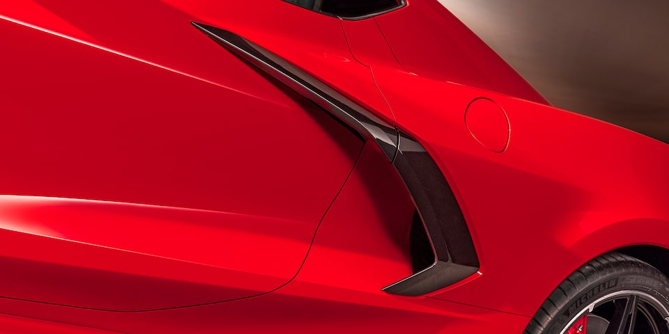 2020 Chevrolet Corvette Mid-Engine Sports Car Front Side Angle View.