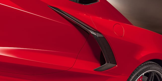 2020 Chevrolet Corvette Mid-Engine Sports Car Front Side Angle View.