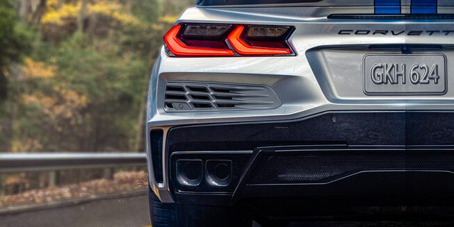 Close back shot of the All-New 2024 Corvette E-Ray.