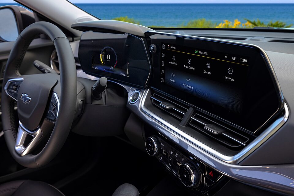 Vue rapprochée des garnitures du Chevrolet Trax 2024.