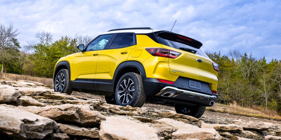 2024 Trailblazer driving on rocky terrain.