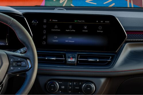 Dashboard featuring the infotainment system of the 2024 Chevrolet Trailblazer RS.