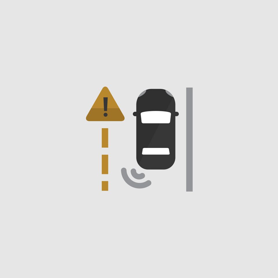Lane Change Alert with Side Blind Zone Alert Icon.