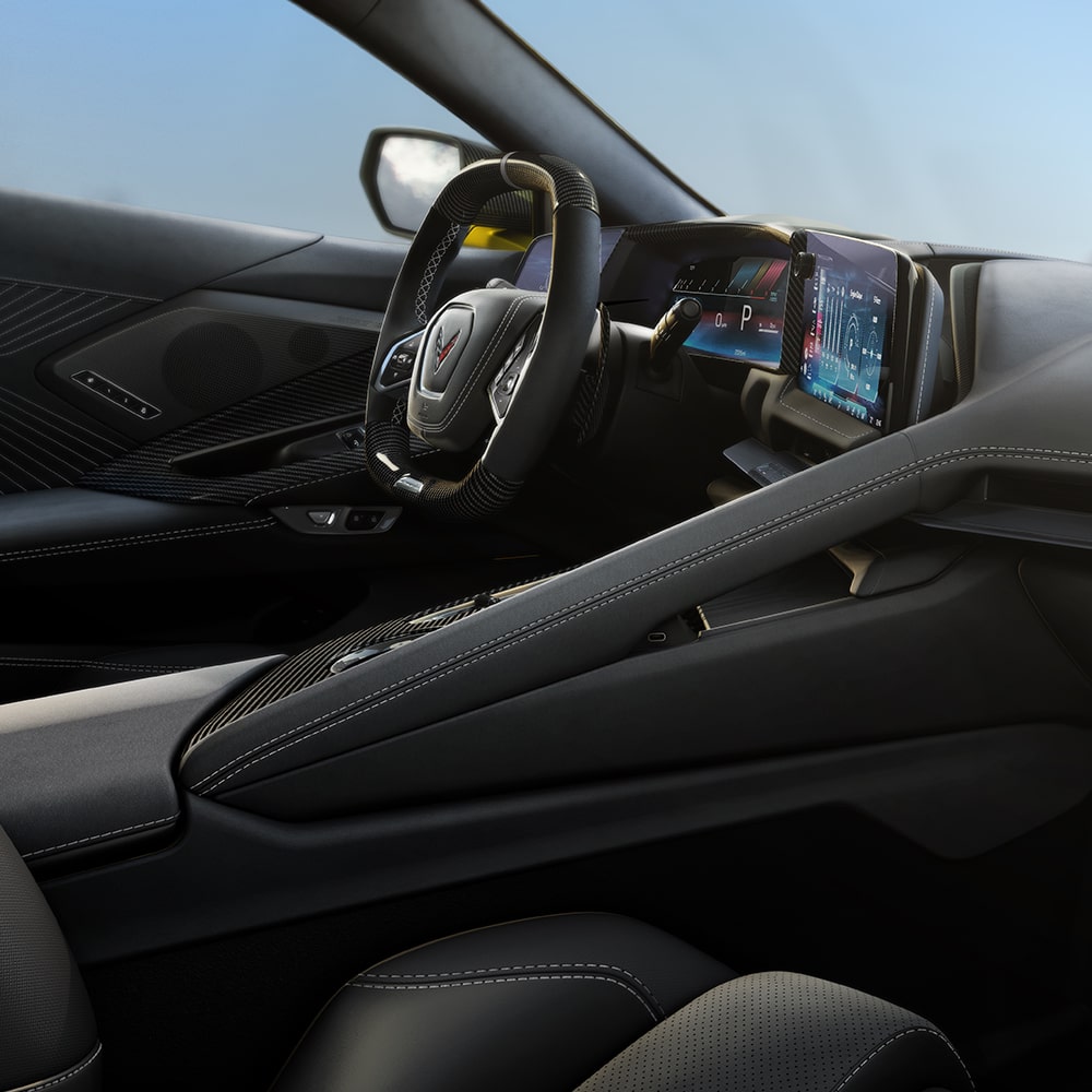 Interior Passenger Dashboard View Inside the 2026 Chevrolet Corvette.
