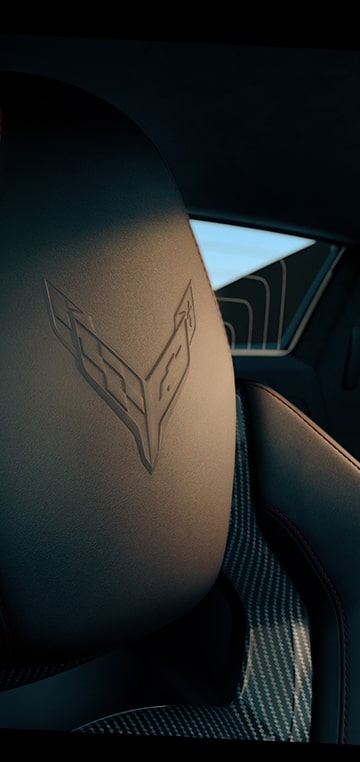 2026 Chevrolet Corvette Headrests with Corvette Logo.