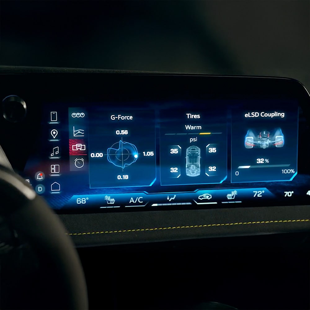 Close up view of information being displayed on the infotainment screen of the 2026 Chevrolet Corvette.