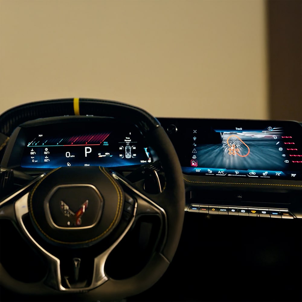 Indicateur de vitesse et affichage du tableau de bord dans la Chevrolet Corvette 2026