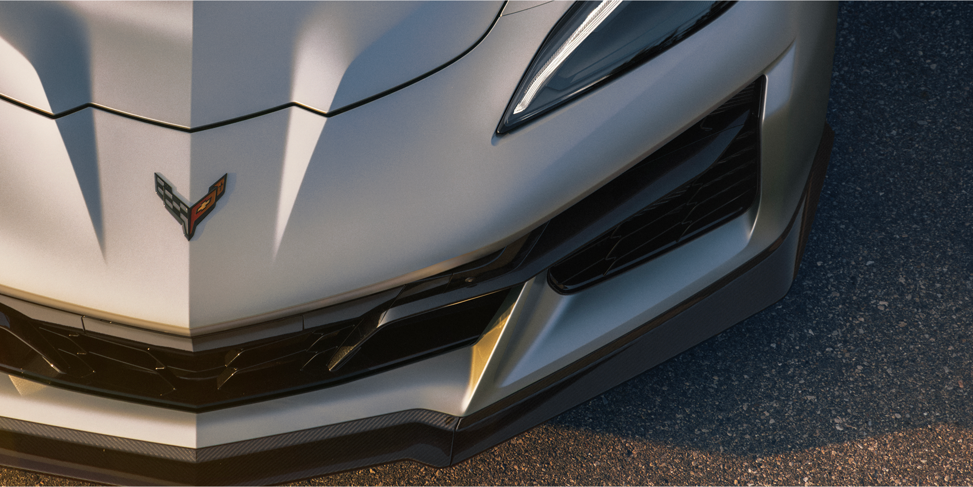 Vue aérienne de l’avant extérieur de la Chevrolet Corvette ZR1X 2026.