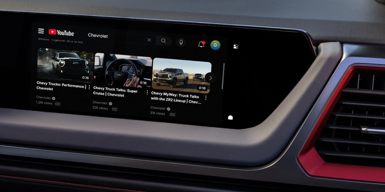 Close-up view of the infotainment screen inside the Next-Generation 2027 Silverado 1500 Truck.