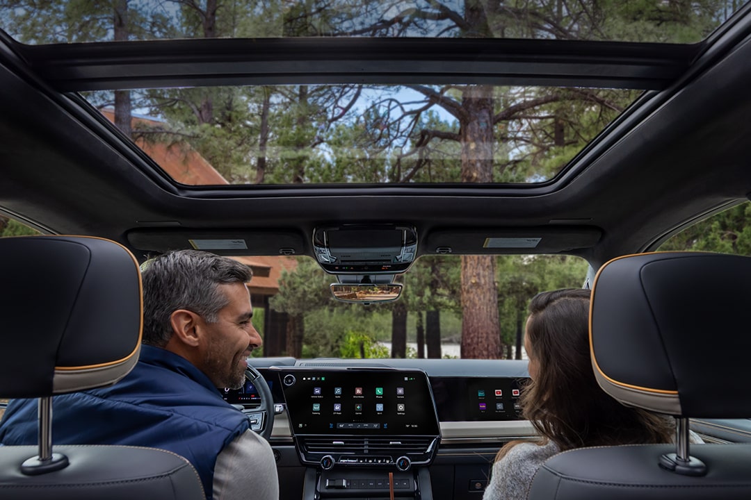 Rear passenger's view of the interiors of the Next-Generation 2027 Silverado 1500 Truck.