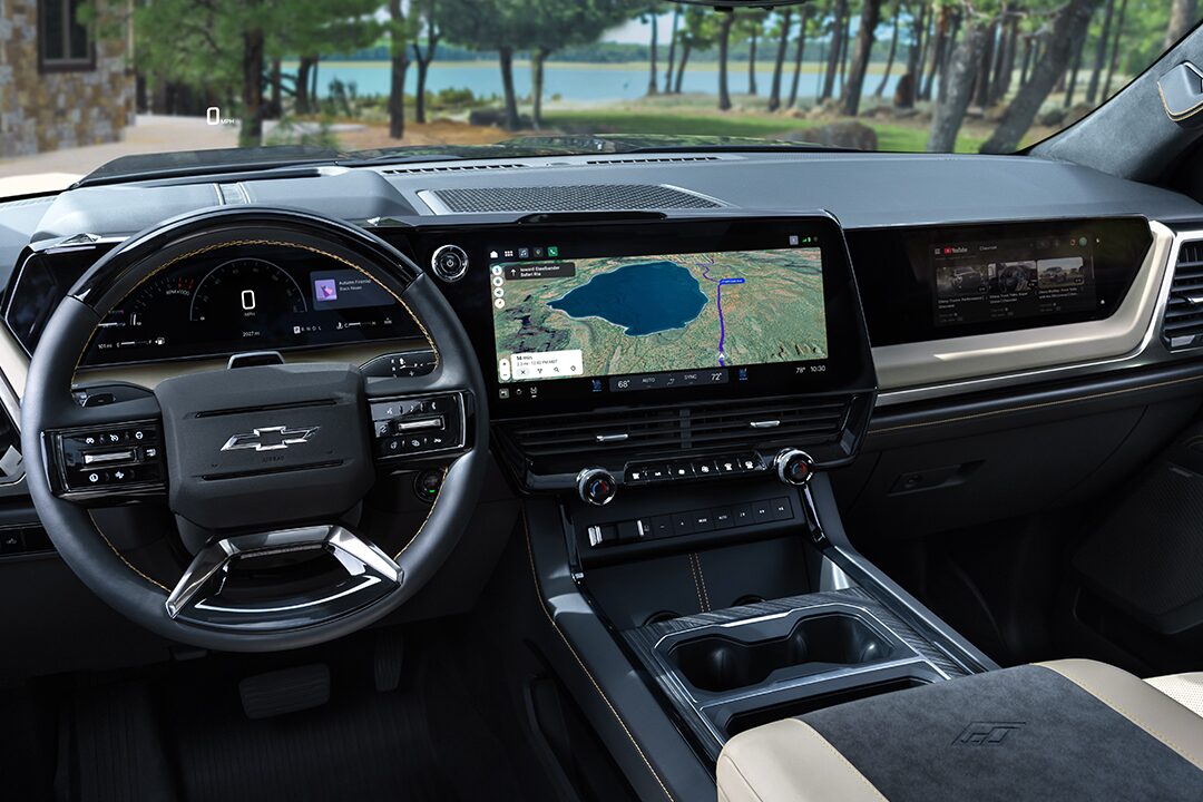 Driver's view of the interiors of the Next-Generation 2027 Silverado 1500 Truck.
