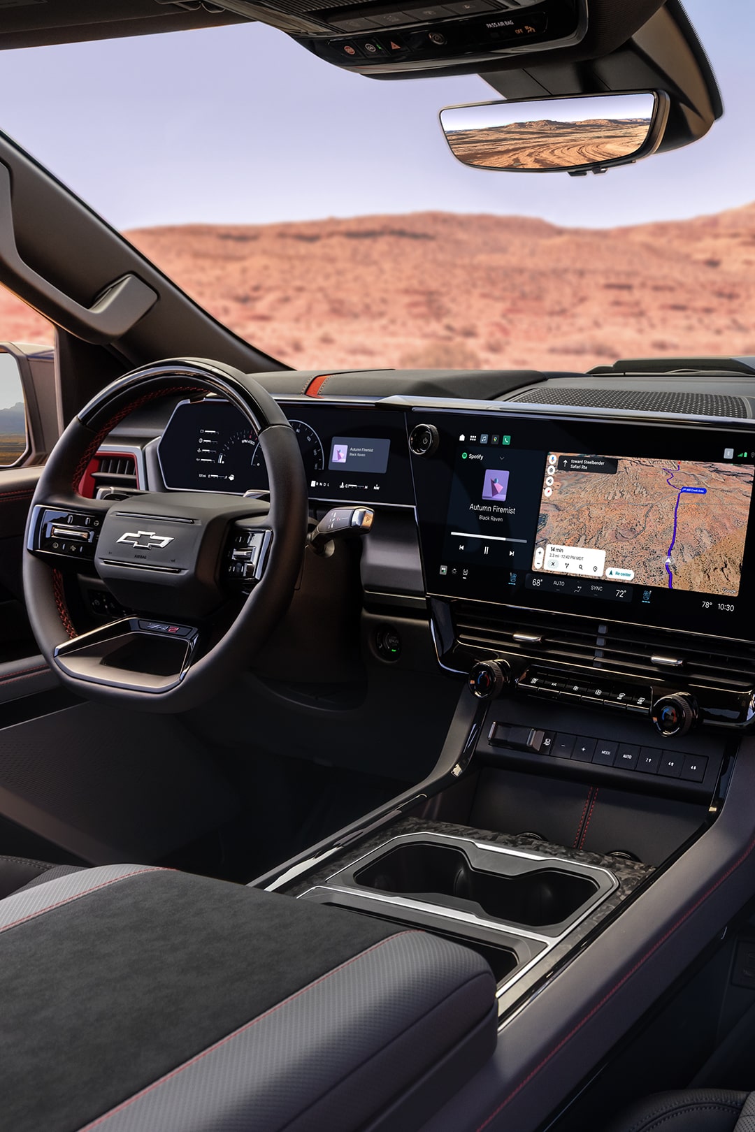 Front passenger's view of the interiors of the Next-Generation 2027 Silverado 1500 Truck.
