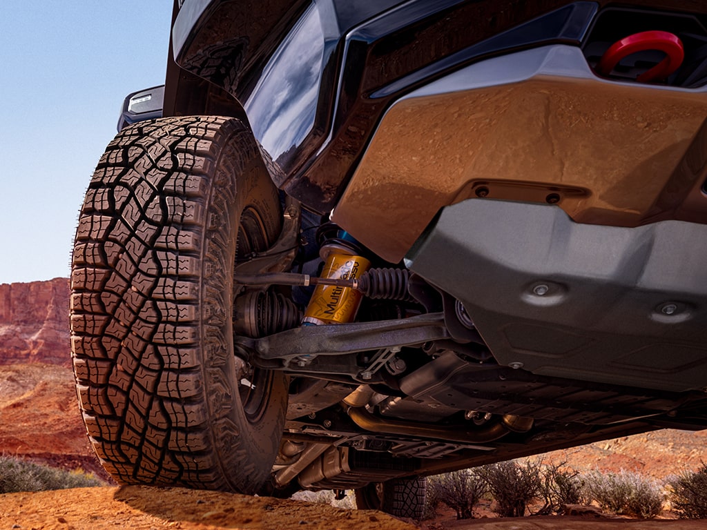 Underside view of the wheel of the Next-Generation 2027 Silverado 1500 ZR2 Truck.