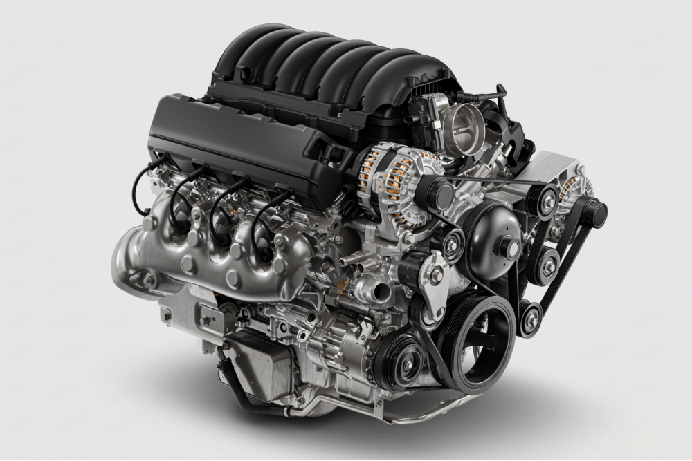 Moteur V8 essence de 6,6 L du nouveau pickup Chevrolet Silverado HD 2027.Moteur V8 essence de 6,6 L du nouveau pickup Chevrolet Silverado HD 2027.