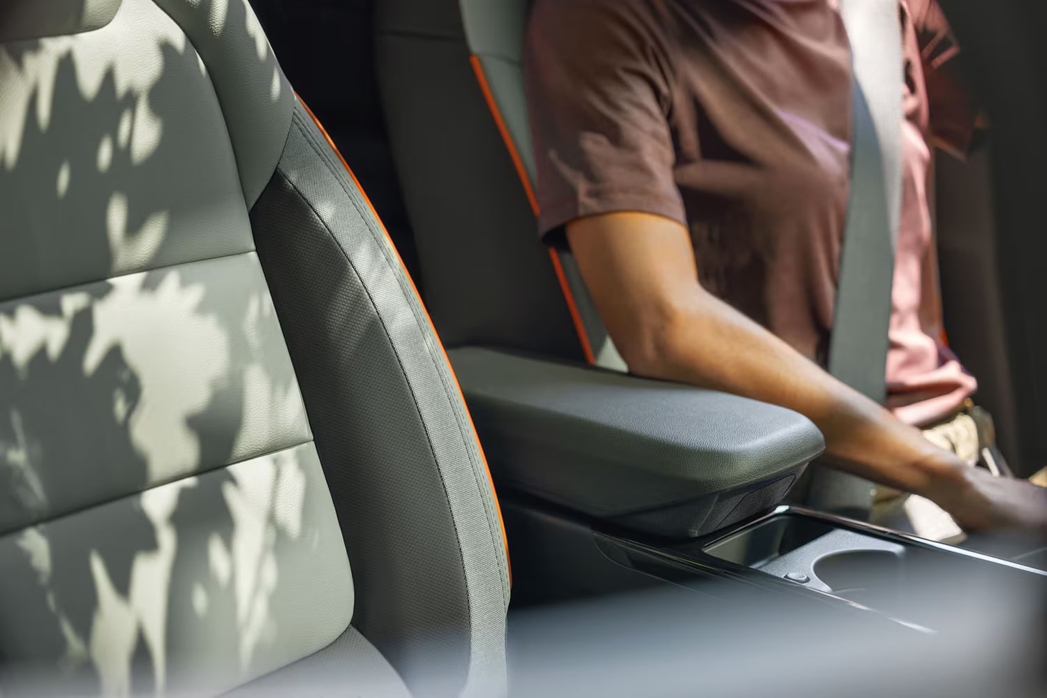 Close-up of the 2027 Chevrolet Trailblazer front seating area.
