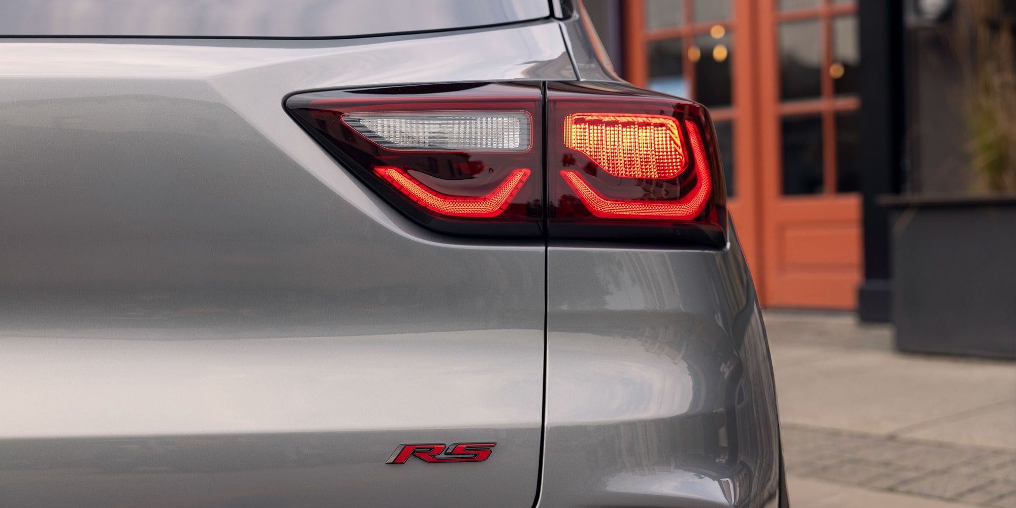 Close-up of the rear LED taillight on a 2027 Chevrolet Trailblazer SUV.
